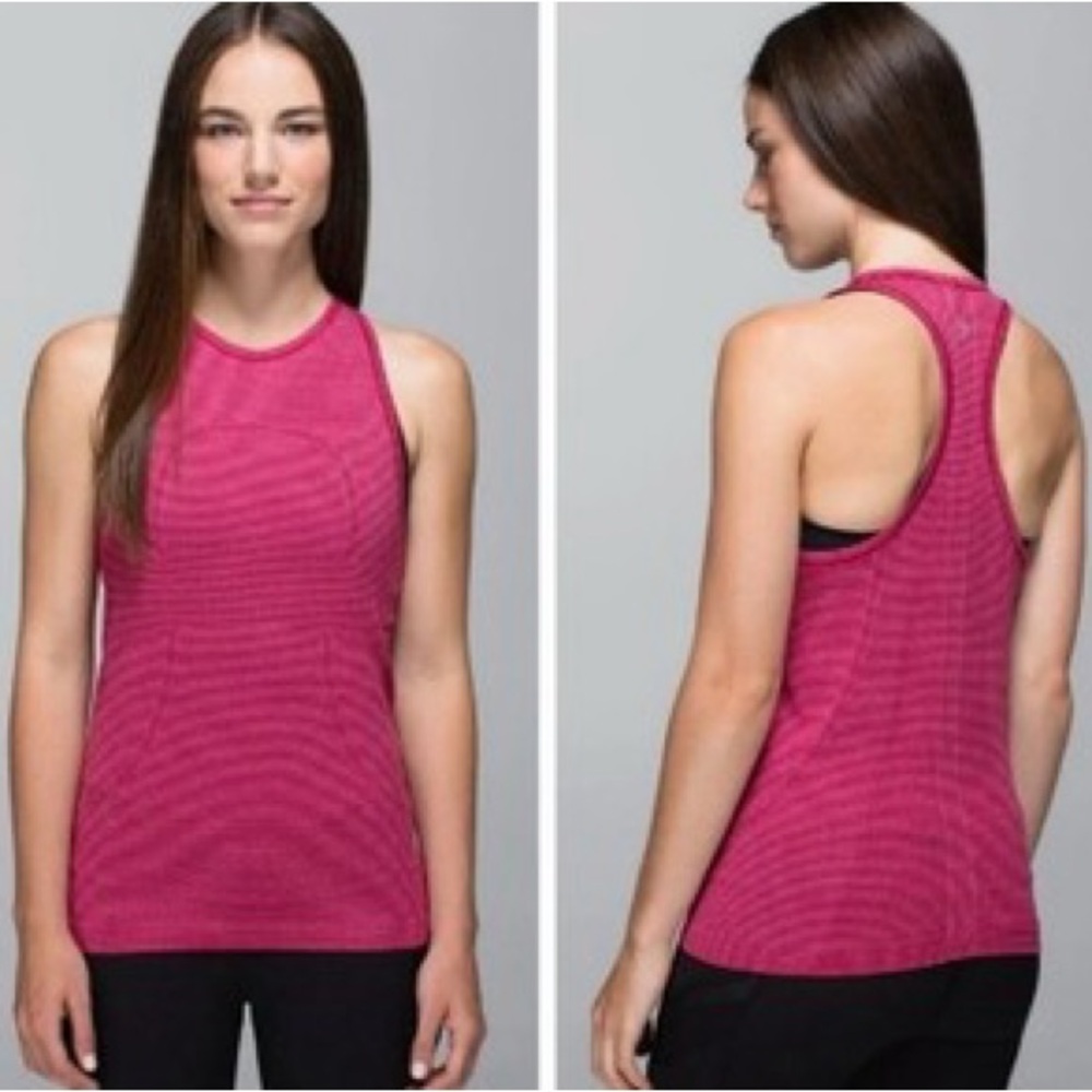 Lululemon Swiftly Tech Racerback Tank‎ | Pink Stripe Size 8 VGUC sleeveless